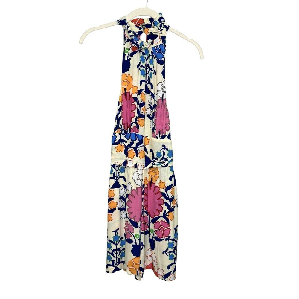 Plenty by Tracy Reese Shorts Romper XS Multicolor Floral Halter Midi Boho Summer - Picture 3 of 10